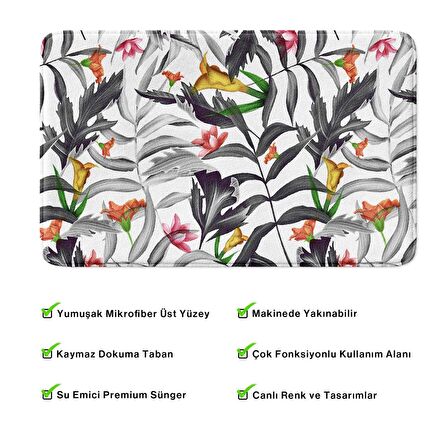 Monnhein  Mikrofiber Banyo Paspası, Kaymaz Taban, Makinede Yıkanabilir, Banyo Halısı (50x80)