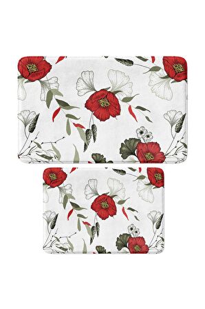 Monnhein 2'li Takım Banyo Paspası, Kaymaz Taban, Makinede Yıkanabilir, Banyo Halısı