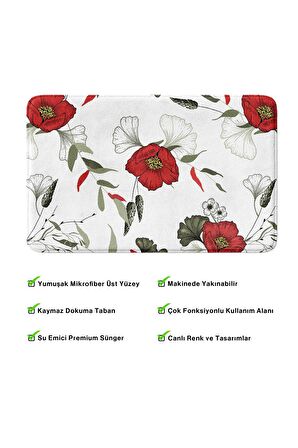 Monnhein 2'li Takım Banyo Paspası, Kaymaz Taban, Makinede Yıkanabilir, Banyo Halısı