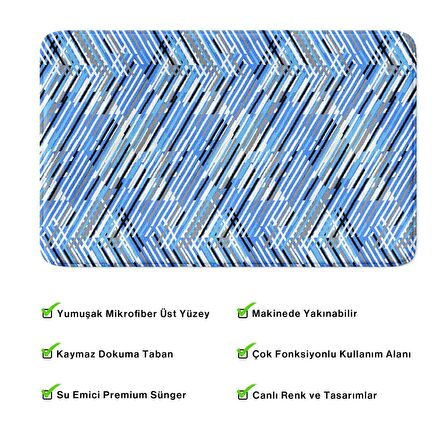 Monnhein  Mikrofiber Banyo Paspası, Kaymaz Taban, Makinede Yıkanabilir, Banyo Halısı (50x80)