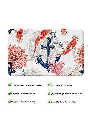 Monnhein 2'li Takım Banyo Paspası, Kaymaz Taban, Makinede Yıkanabilir, Banyo Halısı