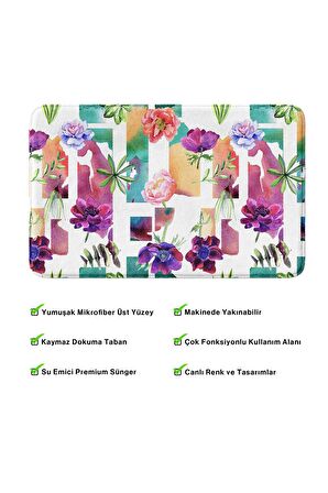 Monnhein 2'li Takım Banyo Paspası, Kaymaz Taban, Makinede Yıkanabilir, Banyo Halısı