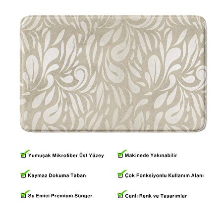 Monnhein  Mikrofiber Banyo Paspası, Kaymaz Taban, Makinede Yıkanabilir, Banyo Halısı (50x80)