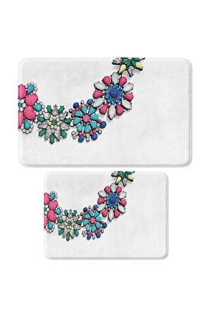 Monnhein 2'li Takım Banyo Paspası, Kaymaz Taban, Makinede Yıkanabilir, Banyo Halısı