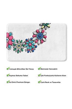 Monnhein 2'li Takım Banyo Paspası, Kaymaz Taban, Makinede Yıkanabilir, Banyo Halısı