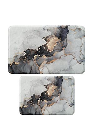 Monnhein 2'li Takım Banyo Paspası, Kaymaz Taban, Makinede Yıkanabilir, Banyo Halısı