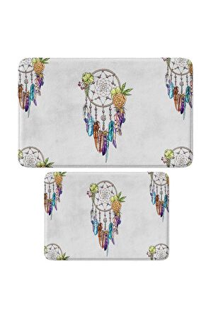 Monnhein 2'li Takım Banyo Paspası, Kaymaz Taban, Makinede Yıkanabilir, Banyo Halısı