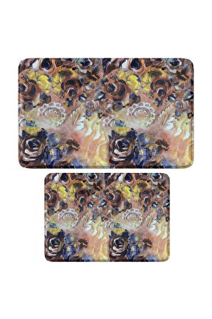 Monnhein 2'li Takım Banyo Paspası, Kaymaz Taban, Makinede Yıkanabilir, Banyo Halısı