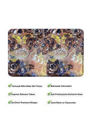 Monnhein 2'li Takım Banyo Paspası, Kaymaz Taban, Makinede Yıkanabilir, Banyo Halısı