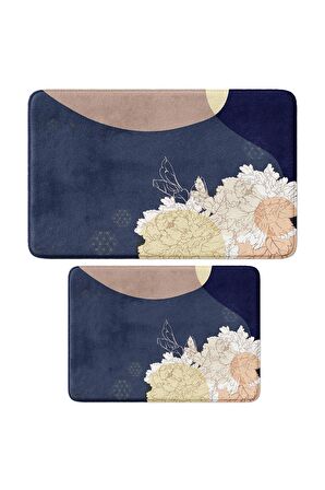 Monnhein 2'li Takım Banyo Paspası, Kaymaz Taban, Makinede Yıkanabilir, Banyo Halısı