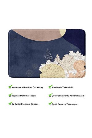 Monnhein 2'li Takım Banyo Paspası, Kaymaz Taban, Makinede Yıkanabilir, Banyo Halısı