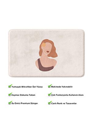 Monnhein 2'li Takım Banyo Paspası, Kaymaz Taban, Makinede Yıkanabilir, Banyo Halısı