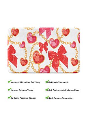 Monnhein 2'li Takım Banyo Paspası, Kaymaz Taban, Makinede Yıkanabilir, Banyo Halısı