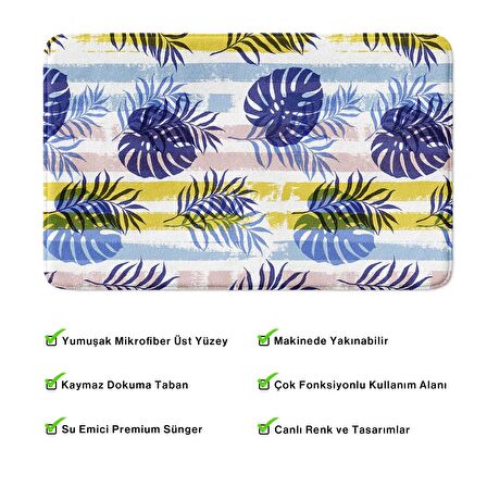 Monnhein  Mikrofiber Banyo Paspası, Kaymaz Taban, Makinede Yıkanabilir, Banyo Halısı (50x80)