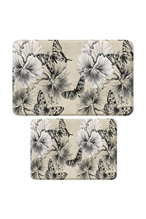 Monnhein 2'li Takım Banyo Paspası, Kaymaz Taban, Makinede Yıkanabilir, Banyo Halısı