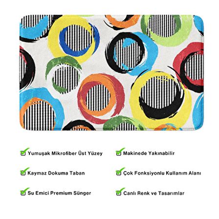 Monnhein  Mikrofiber Banyo Paspası, Kaymaz Taban, Makinede Yıkanabilir, Banyo Halısı (50x80)