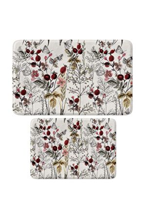 Monnhein 2'li Takım Banyo Paspası, Kaymaz Taban, Makinede Yıkanabilir, Banyo Halısı