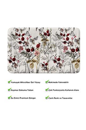 Monnhein 2'li Takım Banyo Paspası, Kaymaz Taban, Makinede Yıkanabilir, Banyo Halısı