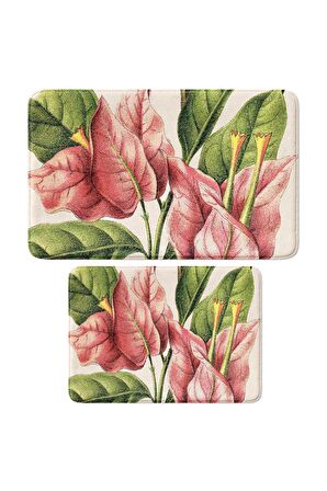 Monnhein 2'li Takım Banyo Paspası, Kaymaz Taban, Makinede Yıkanabilir, Banyo Halısı