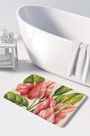 Monnhein 2'li Takım Banyo Paspası, Kaymaz Taban, Makinede Yıkanabilir, Banyo Halısı