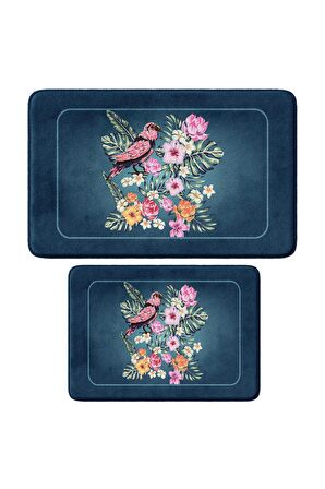 Monnhein 2'li Takım Banyo Paspası, Kaymaz Taban, Makinede Yıkanabilir, Banyo Halısı