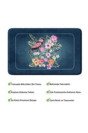 Monnhein 2'li Takım Banyo Paspası, Kaymaz Taban, Makinede Yıkanabilir, Banyo Halısı