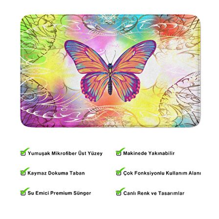 Monnhein  Mikrofiber Banyo Paspası, Kaymaz Taban, Makinede Yıkanabilir, Banyo Halısı (50x80)