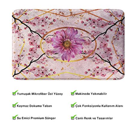 Monnhein  Mikrofiber Banyo Paspası, Kaymaz Taban, Makinede Yıkanabilir, Banyo Halısı (50x80)