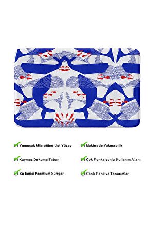 Monnhein 2'li Takım Banyo Paspası, Kaymaz Taban, Makinede Yıkanabilir, Banyo Halısı