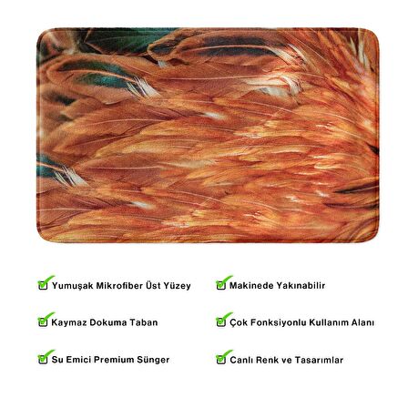 Monnhein  Mikrofiber Banyo Paspası, Kaymaz Taban, Makinede Yıkanabilir, Banyo Halısı (50x80)