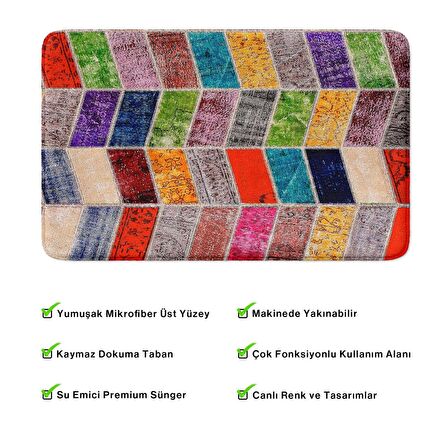 Monnhein  Mikrofiber Banyo Paspası, Kaymaz Taban, Makinede Yıkanabilir, Banyo Halısı