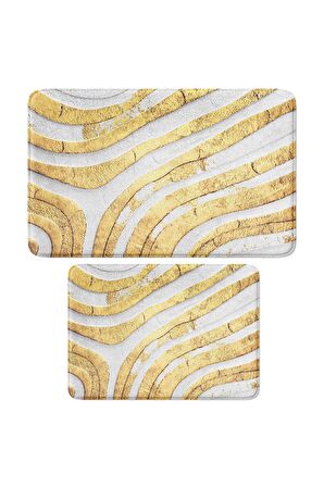 Monnhein 2'li Takım Banyo Paspası, Kaymaz Taban, Makinede Yıkanabilir, Banyo Halısı