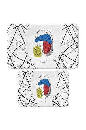 Monnhein 2'li Takım Banyo Paspası, Kaymaz Taban, Makinede Yıkanabilir, Banyo Halısı