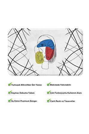 Monnhein 2'li Takım Banyo Paspası, Kaymaz Taban, Makinede Yıkanabilir, Banyo Halısı