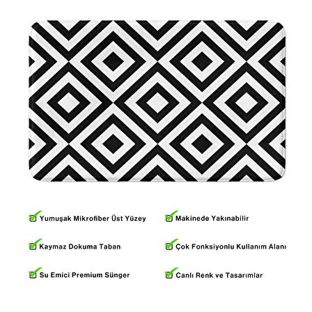 Monnhein  Mikrofiber Banyo Paspası, Kaymaz Taban, Makinede Yıkanabilir, Banyo Halısı (50x80)