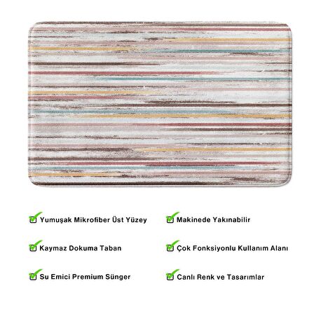 Monnhein  Mikrofiber Banyo Paspası, Kaymaz Taban, Makinede Yıkanabilir, Banyo Halısı (50x80)
