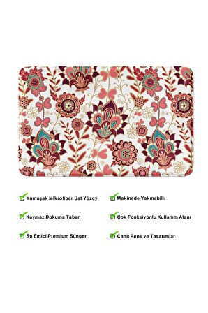 Monnhein 2'li Takım Banyo Paspası, Kaymaz Taban, Makinede Yıkanabilir, Banyo Halısı