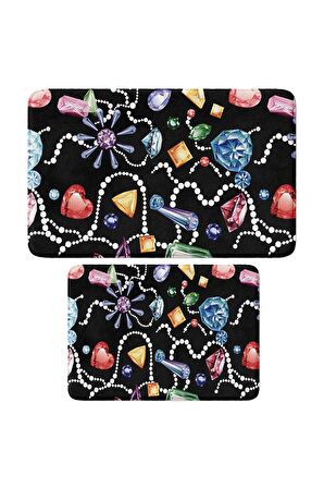 Monnhein 2'li Takım Banyo Paspası, Kaymaz Taban, Makinede Yıkanabilir, Banyo Halısı