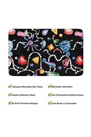 Monnhein 2'li Takım Banyo Paspası, Kaymaz Taban, Makinede Yıkanabilir, Banyo Halısı