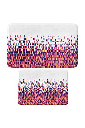 Monnhein 2'li Takım Banyo Paspası, Kaymaz Taban, Makinede Yıkanabilir, Banyo Halısı