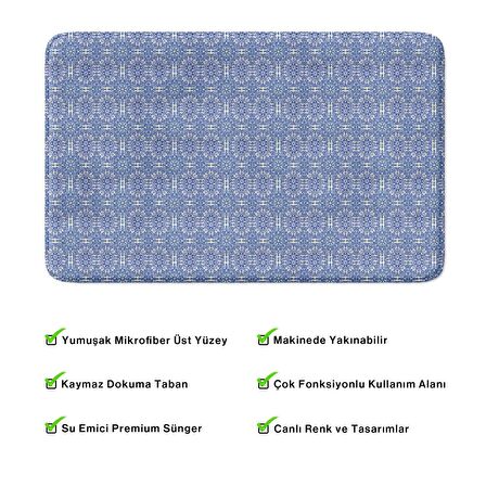 Monnhein  Mikrofiber Banyo Paspası, Kaymaz Taban, Makinede Yıkanabilir, Banyo Halısı (50x80)