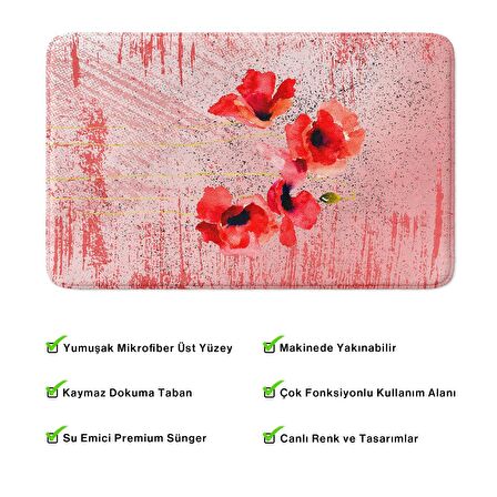 Monnhein  Mikrofiber Banyo Paspası, Kaymaz Taban, Makinede Yıkanabilir, Banyo Halısı (50x80)