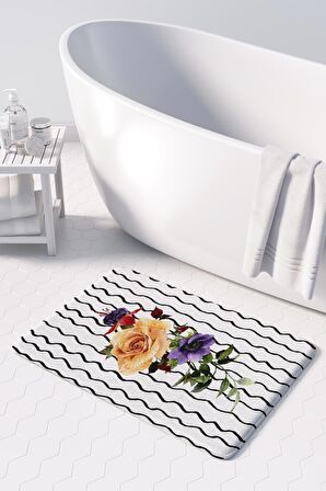 Monnhein 2'li Takım Banyo Paspası, Kaymaz Taban, Makinede Yıkanabilir, Banyo Halısı