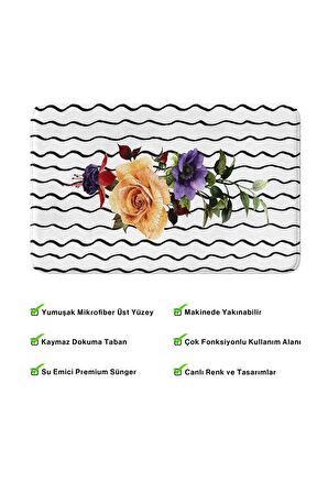 Monnhein 2'li Takım Banyo Paspası, Kaymaz Taban, Makinede Yıkanabilir, Banyo Halısı