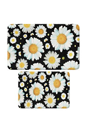 Monnhein 2'li Takım Banyo Paspası, Kaymaz Taban, Makinede Yıkanabilir, Banyo Halısı