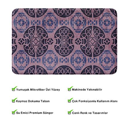 Monnhein  Mikrofiber Banyo Paspası, Kaymaz Taban, Makinede Yıkanabilir, Banyo Halısı (50x80)
