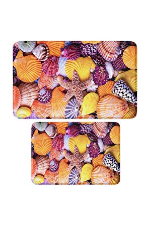 Monnhein 2'li Takım Banyo Paspası, Kaymaz Taban, Makinede Yıkanabilir, Banyo Halısı