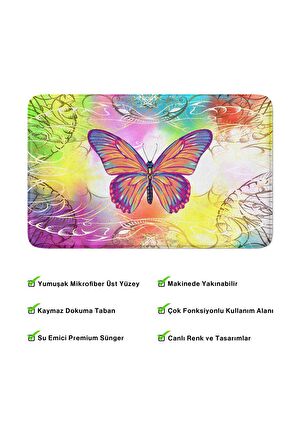 Monnhein 2'li Takım Banyo Paspası, Kaymaz Taban, Makinede Yıkanabilir, Banyo Halısı