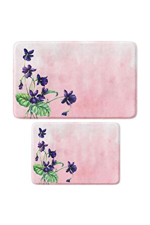 Monnhein 2'li Takım Banyo Paspası, Kaymaz Taban, Makinede Yıkanabilir, Banyo Halısı