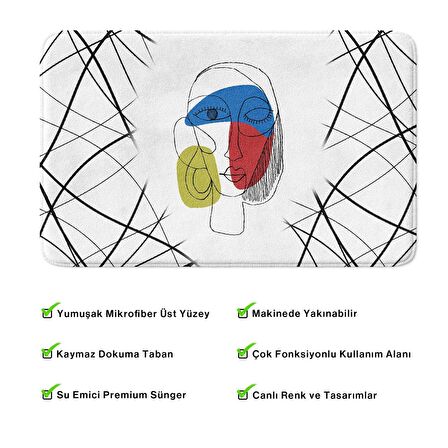 Monnhein  Mikrofiber Banyo Paspası, Kaymaz Taban, Makinede Yıkanabilir, Banyo Halısı